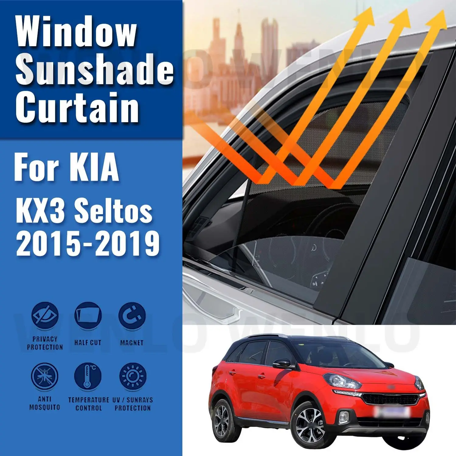 For KIA KX3 Seltos 2015-2019 Magnetic Car Sunshade Shield Front Windshield Frame Curtain Rear Baby Side Window Sun Shade Visor