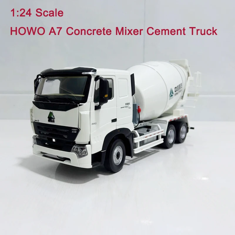 Diecast 1:24 Scale SINOTRUK HOWO A7 Concrete Mixer Cement Alloy Truck Model Adult Collection Souvenir Gift Toy Static Shows