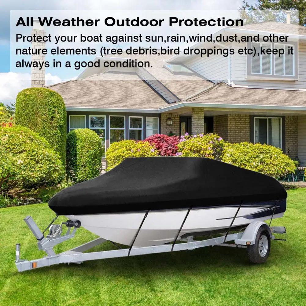 

Boat Cover 11-19ft Waterproof Trailerable Boat Cover 210D Oxford Cloth With Anti-UV Coating Cover For V-Hull Runabout Boat