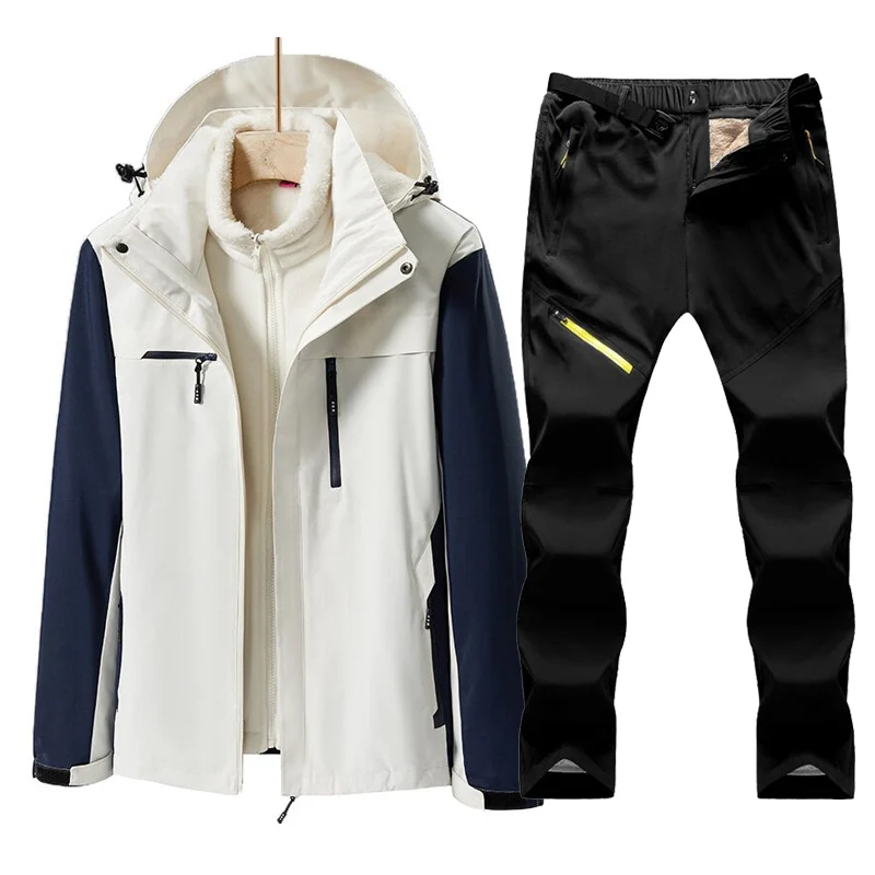 

Winter Ski Jacket And Pants Men 3 In 1 Warm Ski Suit Windproof Waterproof Snow Clothes Skiing Snowboarding Male Jackets Brand