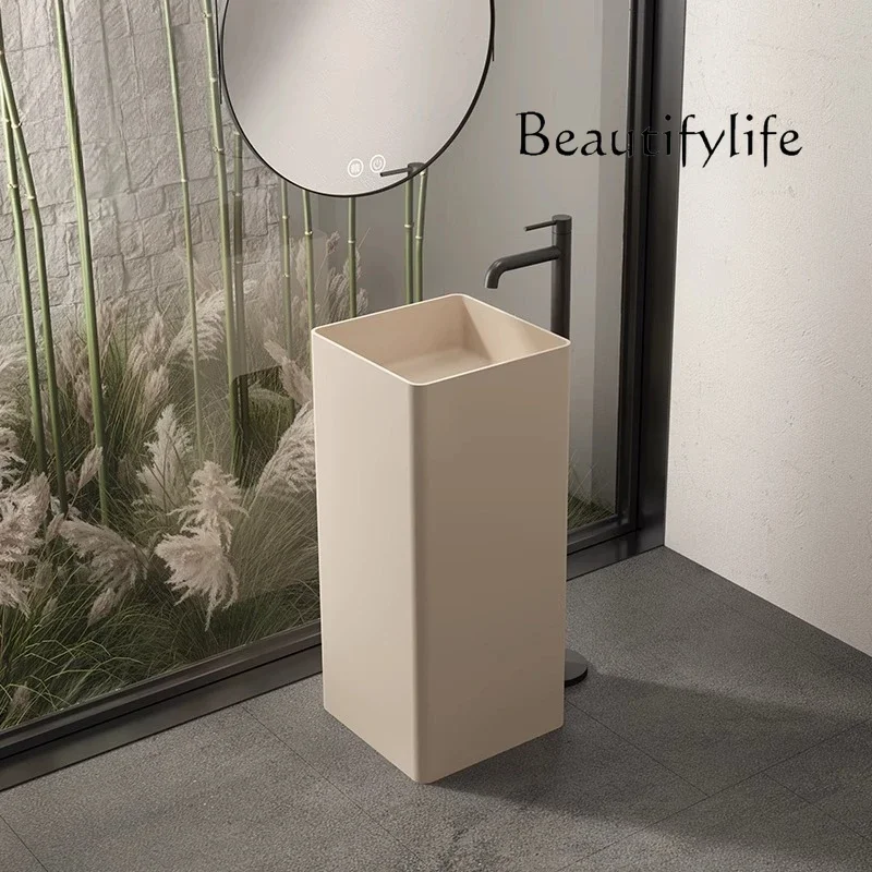 

Artificial stone hotel B & B household wash basin integrated floor-to-ceiling column square wash table