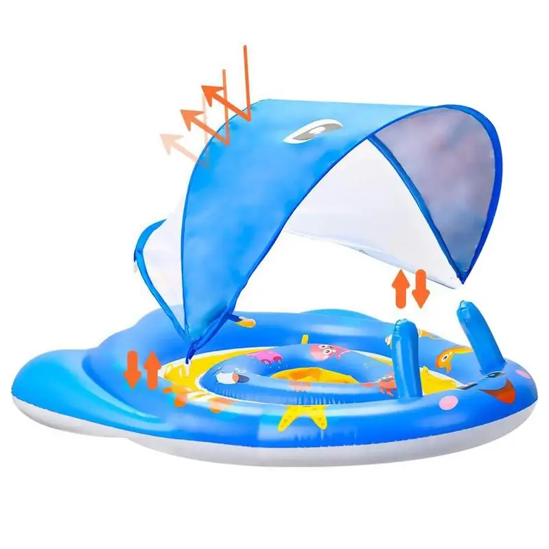 

Toddler Swim Float Inflatable Safety Pool Floatie With Detachable Sun Protection Canopy Child Swim Float For Swimming Training