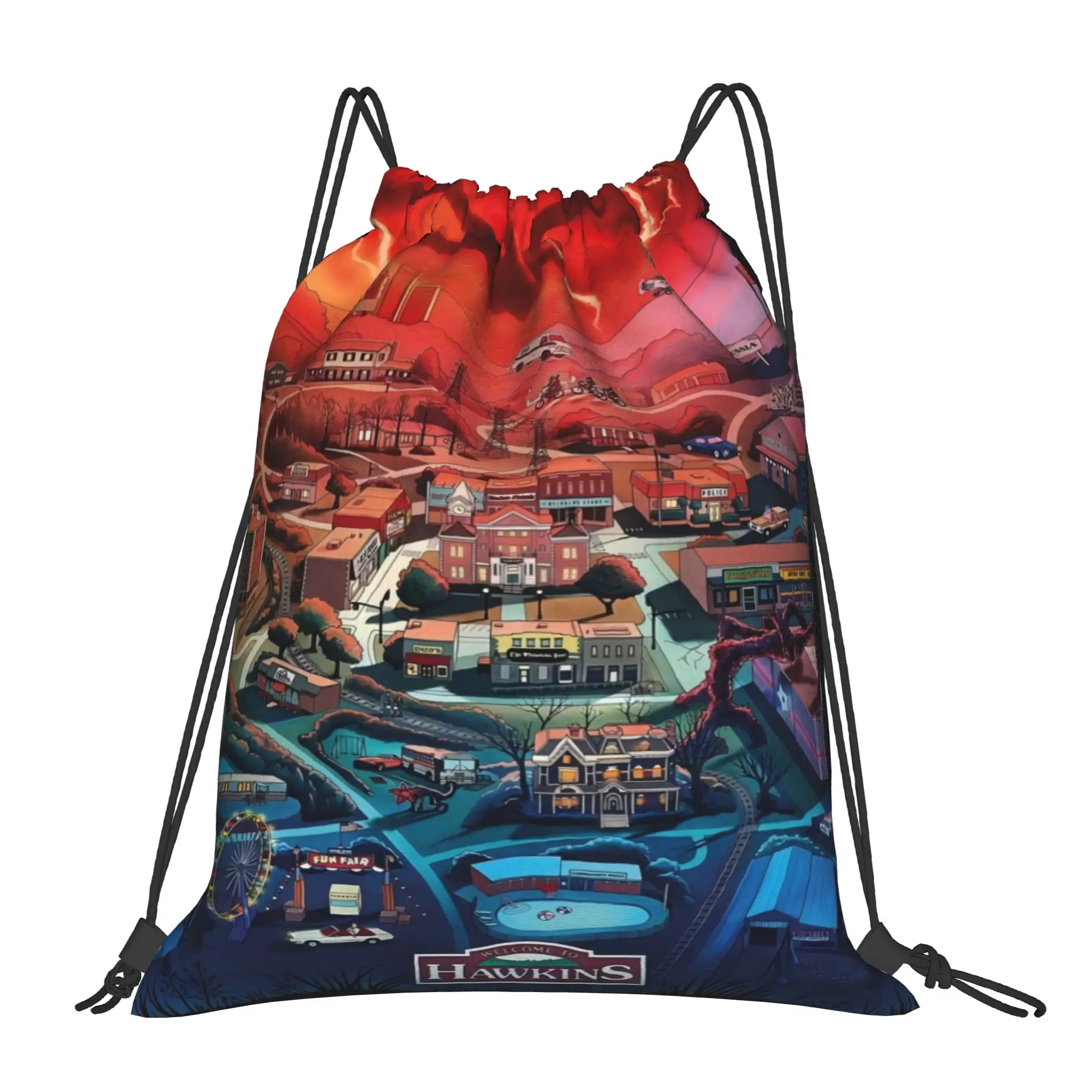 Mind Flayer 6 ST Multi-function Pocket Men Women Storage Backpack Teenager Travel Bag Print Drawstring Bags