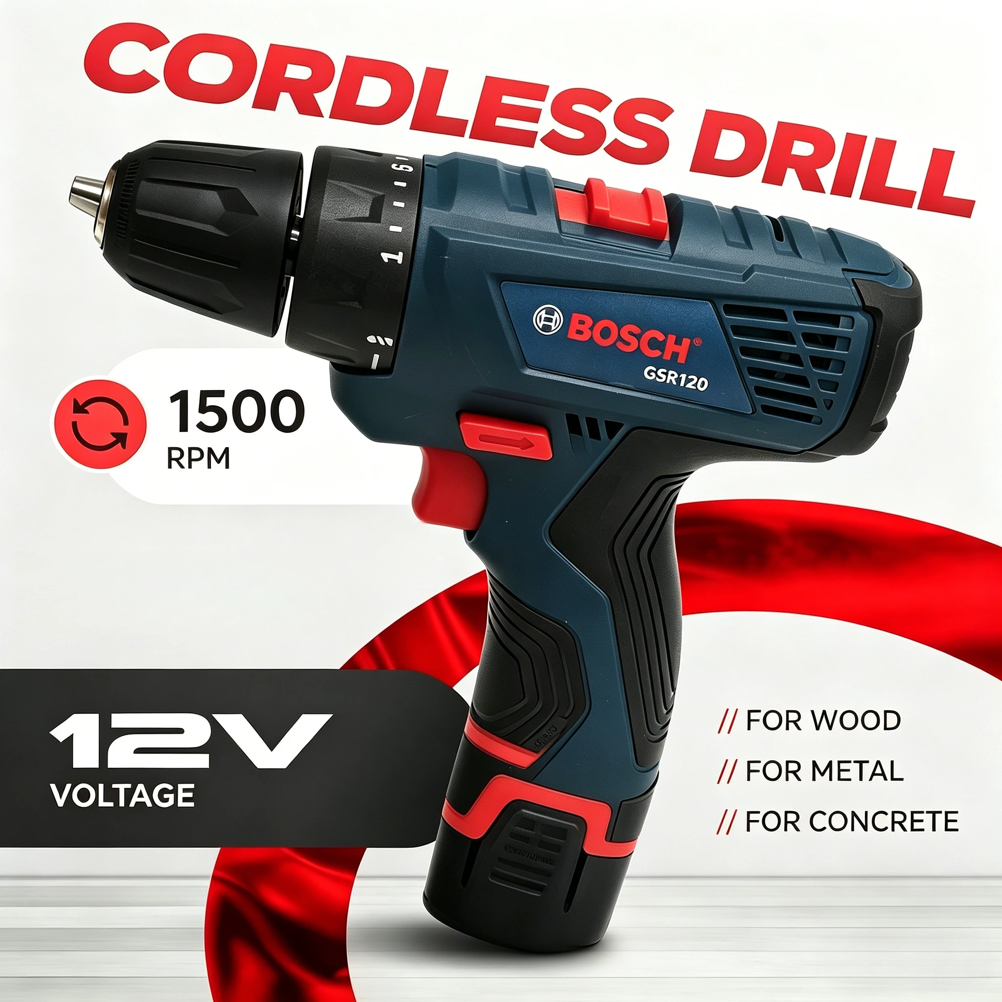 

Bosch Professional Electric Drill GSR120 12V Cordless Electric Hand Drill Multi-Functio Home Screwdriver Power Tools