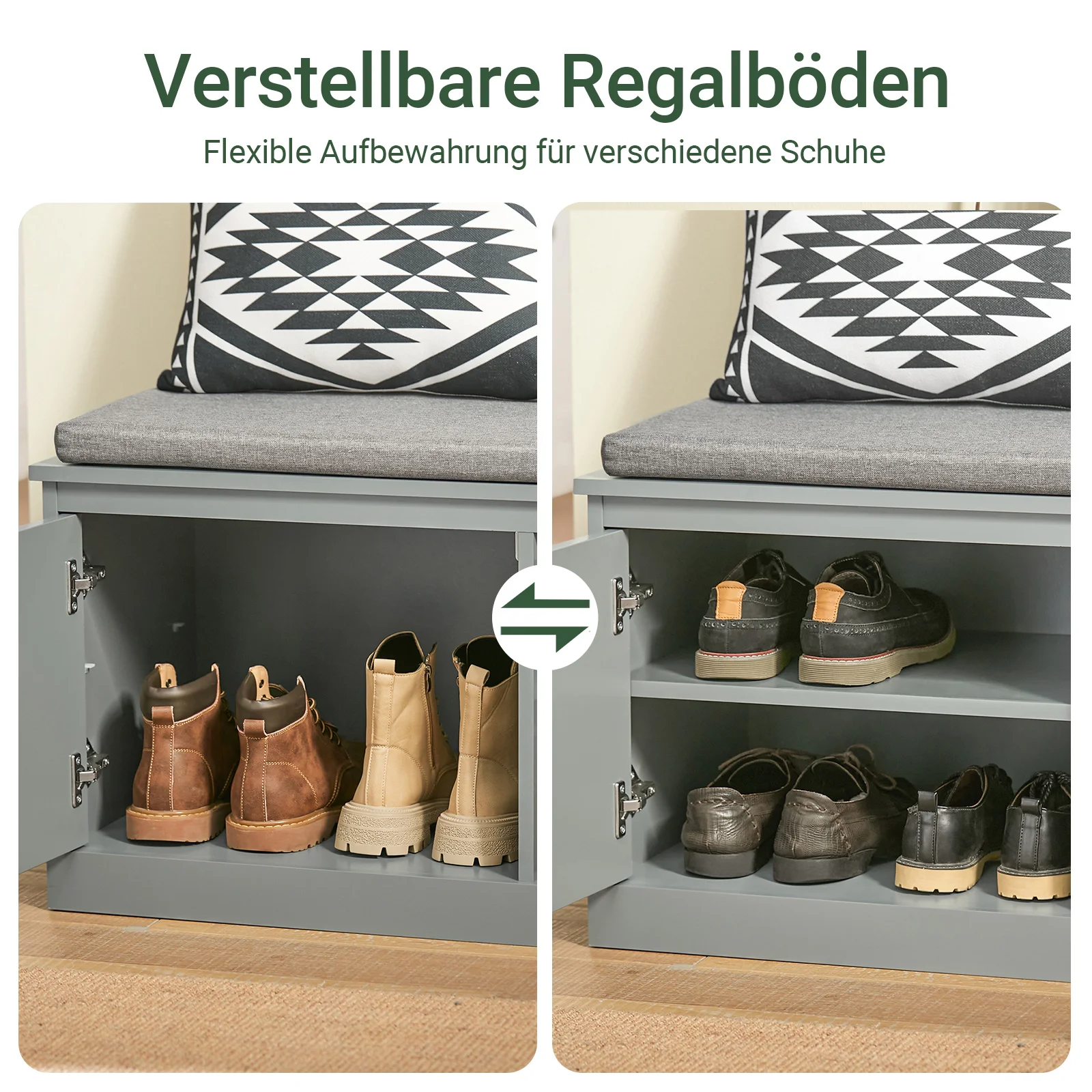 SoBuy FSR131-HG Schuhbank mit Sitzfläche Sitzbank mit Stauraum Dielenbank Schuhtruhe Sitzkommode Schuhregal – Detail 8