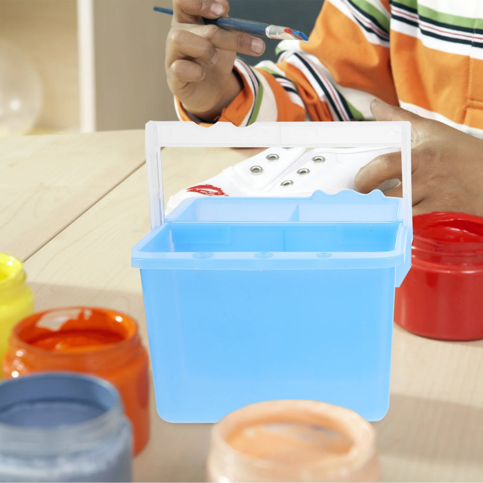 

2pcs Paint Washer Portable Watercolor Palette Reusable Brush Holder Handle Brush Cleaner Convenient Water Bucket Wash Supplies