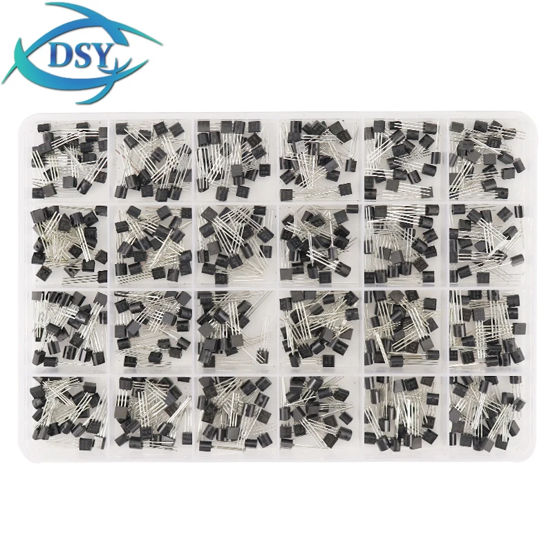 480Pcs/Box BC547 BC548 BC549 2N2222 2N3906 2N3904 2N5401 2N5551 C945 A1015 BC327 24Value TO92 Transistor Assortment Assorted KIT