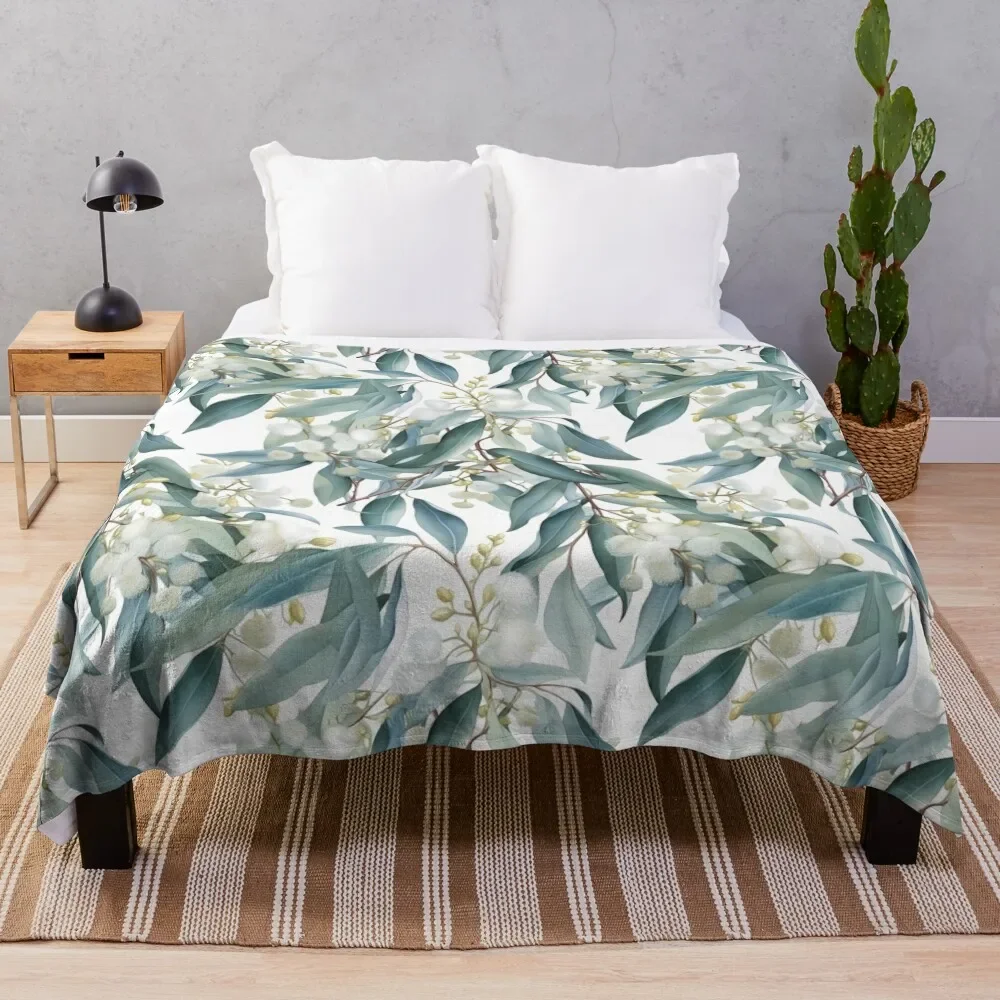 

Nature Design 1 Vintage Eucalyptus Flowers Fleurs Flores Throw Blanket Stylish Couch Blanket for Home Living Room