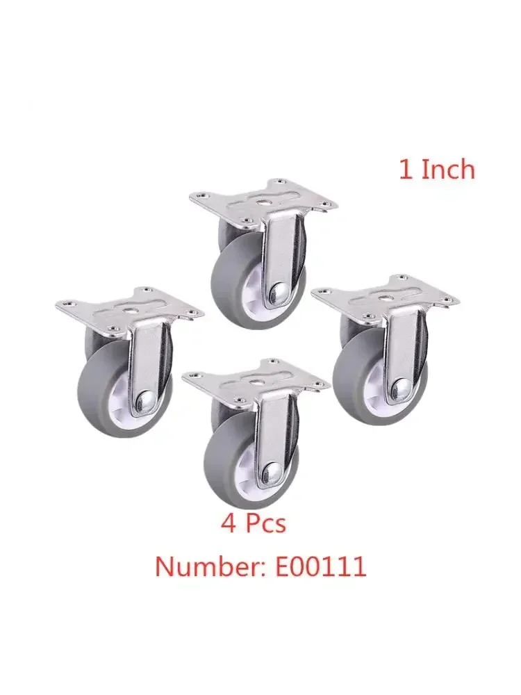 4 Pcs Casers Spot 1 Inch Gray Tpe Directional Wheel Hole Distance 30 * 24mm Mute Furniture Fixed Pull Rod Shopping Basket 24KG