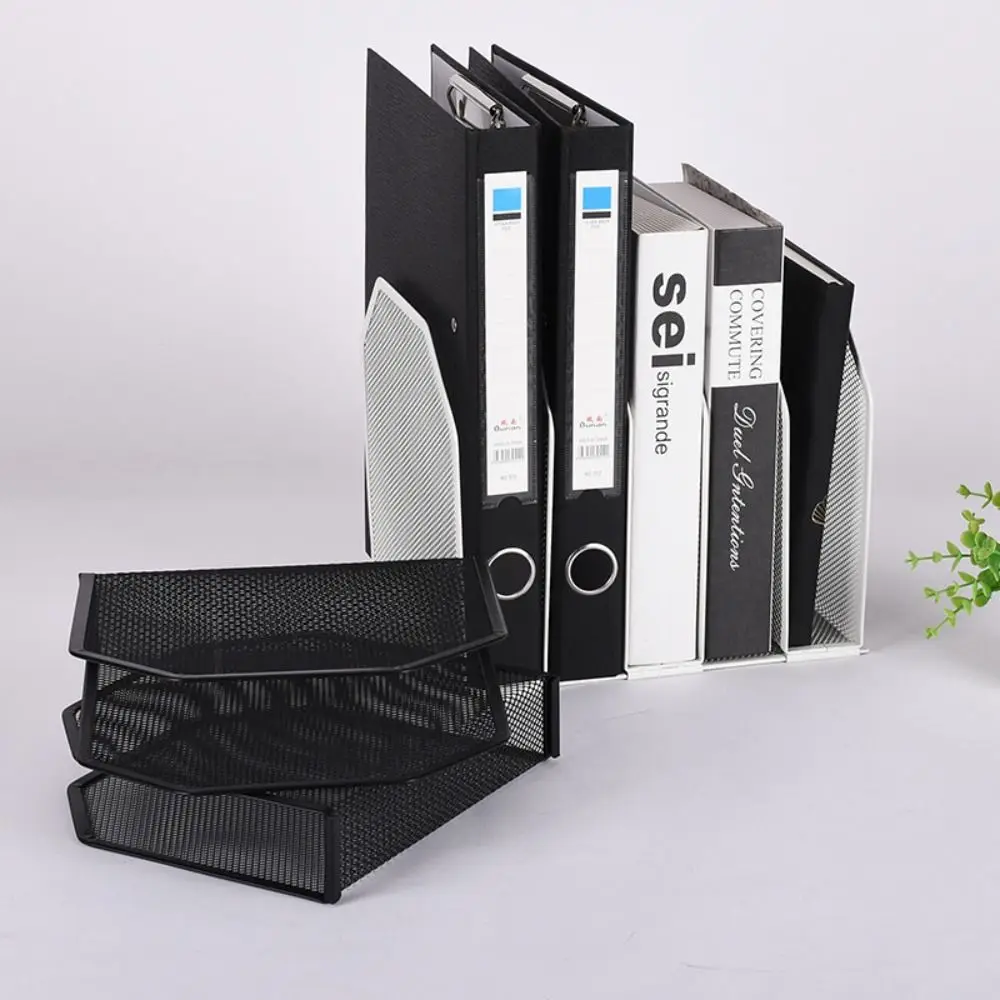 Simple 5/7 Grids Book Stand Detachable Adjustable Desk Organizer Metal Mesh File Storage Rack Home Office