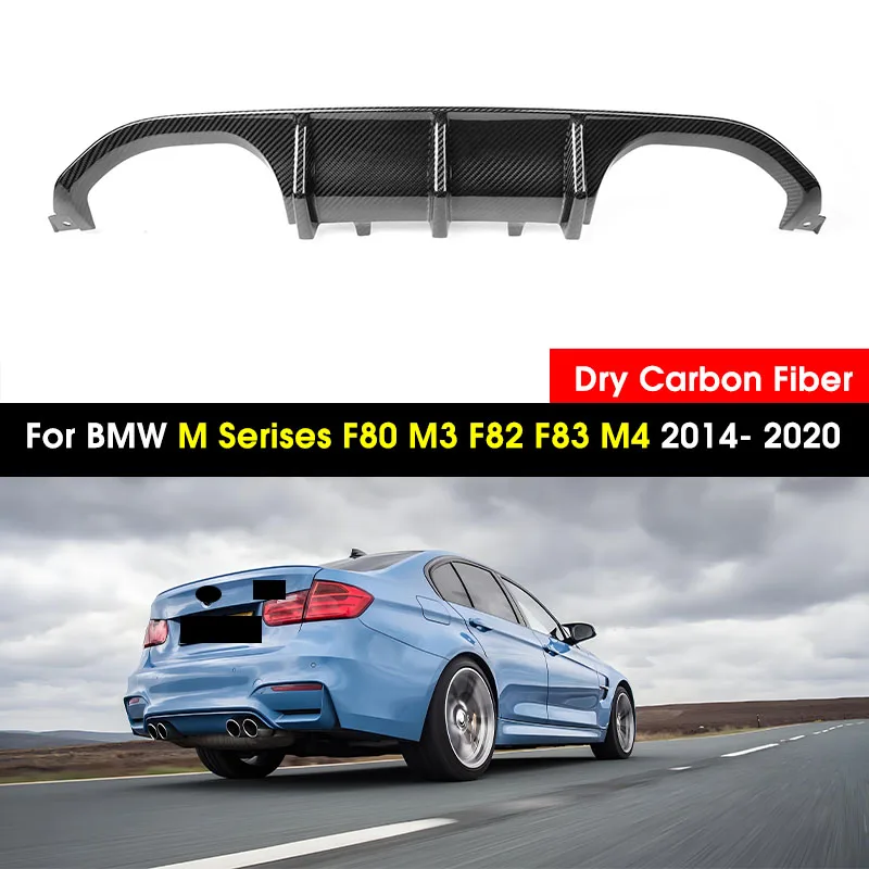 

Real Dry Carbon Fiber Car Rear Bumper Lip Diffuser Spoiler Side Splitters Apron For BMW M Serises F80 M3 F82 F83 M4 2014-2020