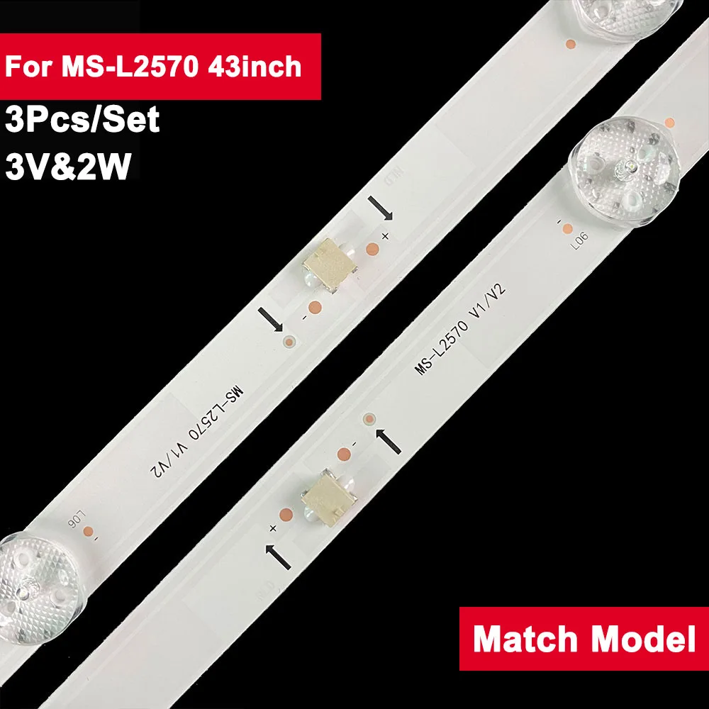 

3V2W 799mm TV Backlight Led Strip For MS-L2570 43inch JL.D43071330-002AS-M_V02 3Pcs/Set Led Light Strip 42G6F MS-l2570 PTV43G50S