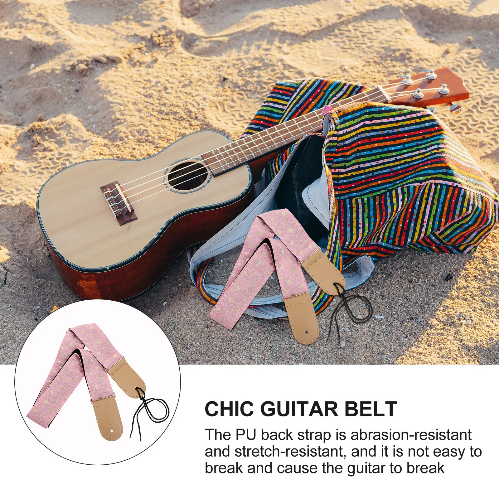 1Pcs Fashion Guitar Strap Pink High-Quality Lightweight Adjustable Guitar Belt for Acoustic Electric Bass Instrument Accessory view 4