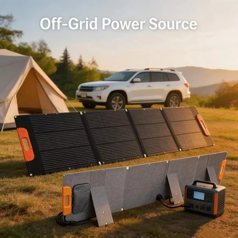 200W 4-Fold Mono PERC Black Lightweight 23% Efficiency Portable Solar Panels