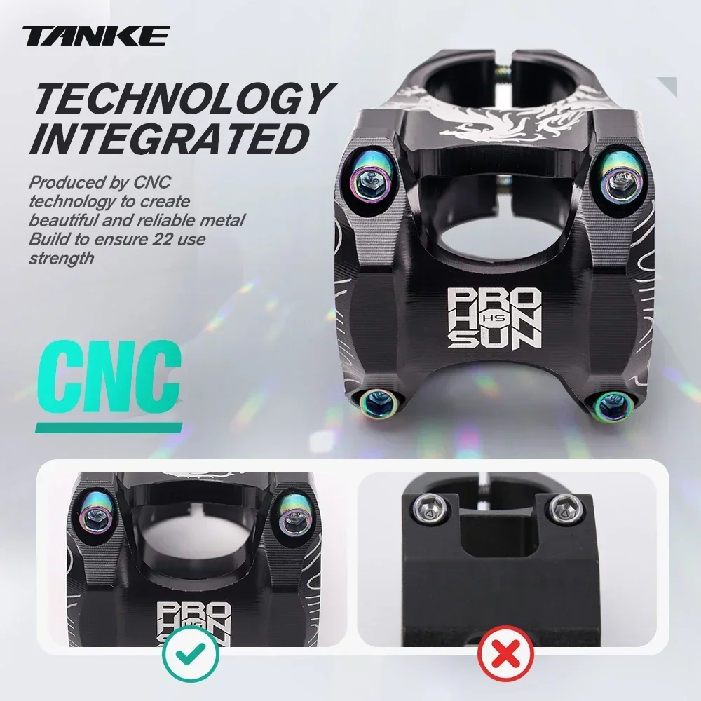 

TANKE MTB Mountain Bike Stem strength Short 31.8×28.6MM Bicycle CNC Stem DH/AM/XC Parts Table 565 Aluminum Alloy Ultralight High