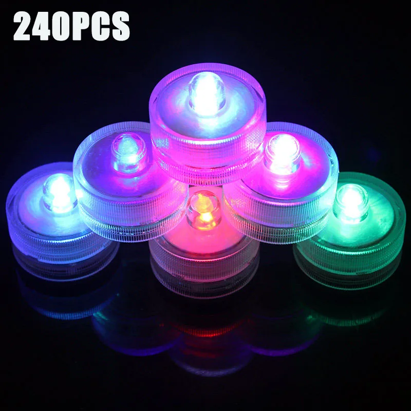 LED Waterproof Candle Lights Fish Tank Lights Waterproof Aquascape Decoration Lighting Mini Aquarium Decoration Round Lights