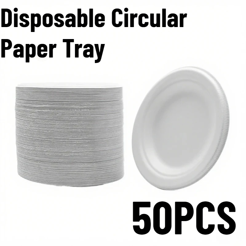 

50 шт. одноразовый круглый поднос для бумаги, поднос для торта, день рождения, семейный сбор, уличный барбекю, ресторан, одноразовый поднос для бумаги
