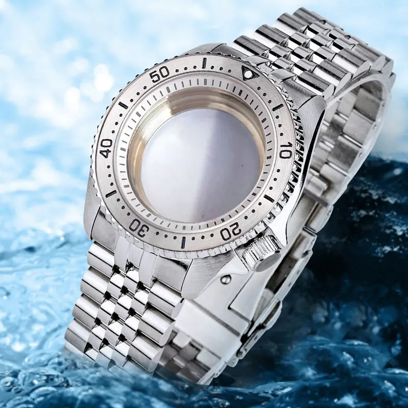 200M Diver 41mm Steel Watch Case Sapphire Steel Bracelet Fit NH35 NH36 NH38 NH34 Movt SKX Transparent Back 3.8 Crown 120 Clicks