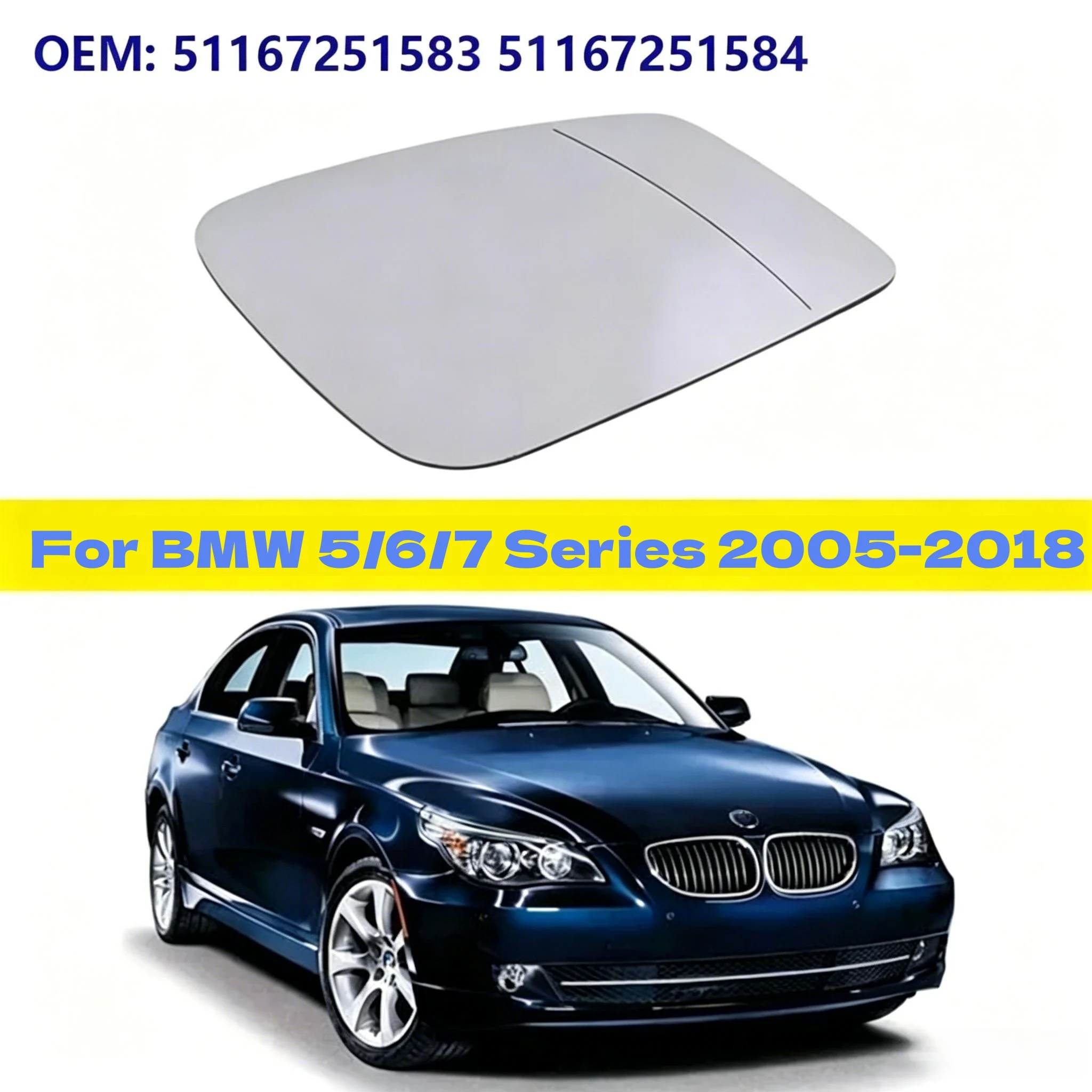 Left/Right Side Rearview Door Mirror Heated For BMW 5 Series 7 Series F02 F07 F10 F18 E60 51167251583 51167251584