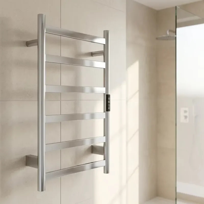 Wall Mounted Electric Towel Warmer 6 Bar SUS304 Stainless Steel Heated Rail Mirror Polished Energy Saving for Bathroom Hotel