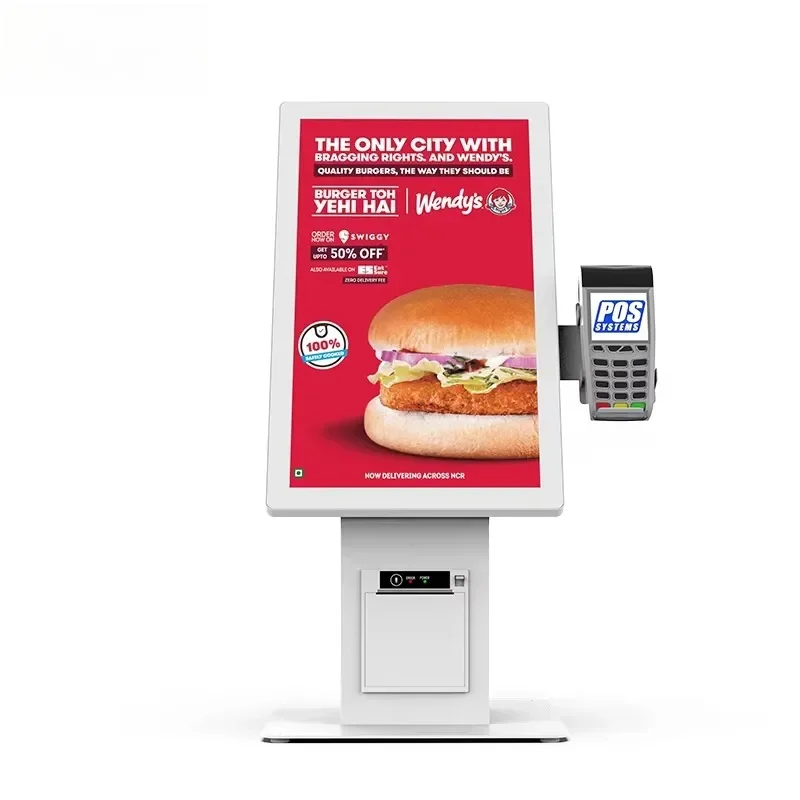 Capacitive Touchscreen Food Ordering Pos System Payment Terminal Machine Self Check Out Kiosk Supermarket