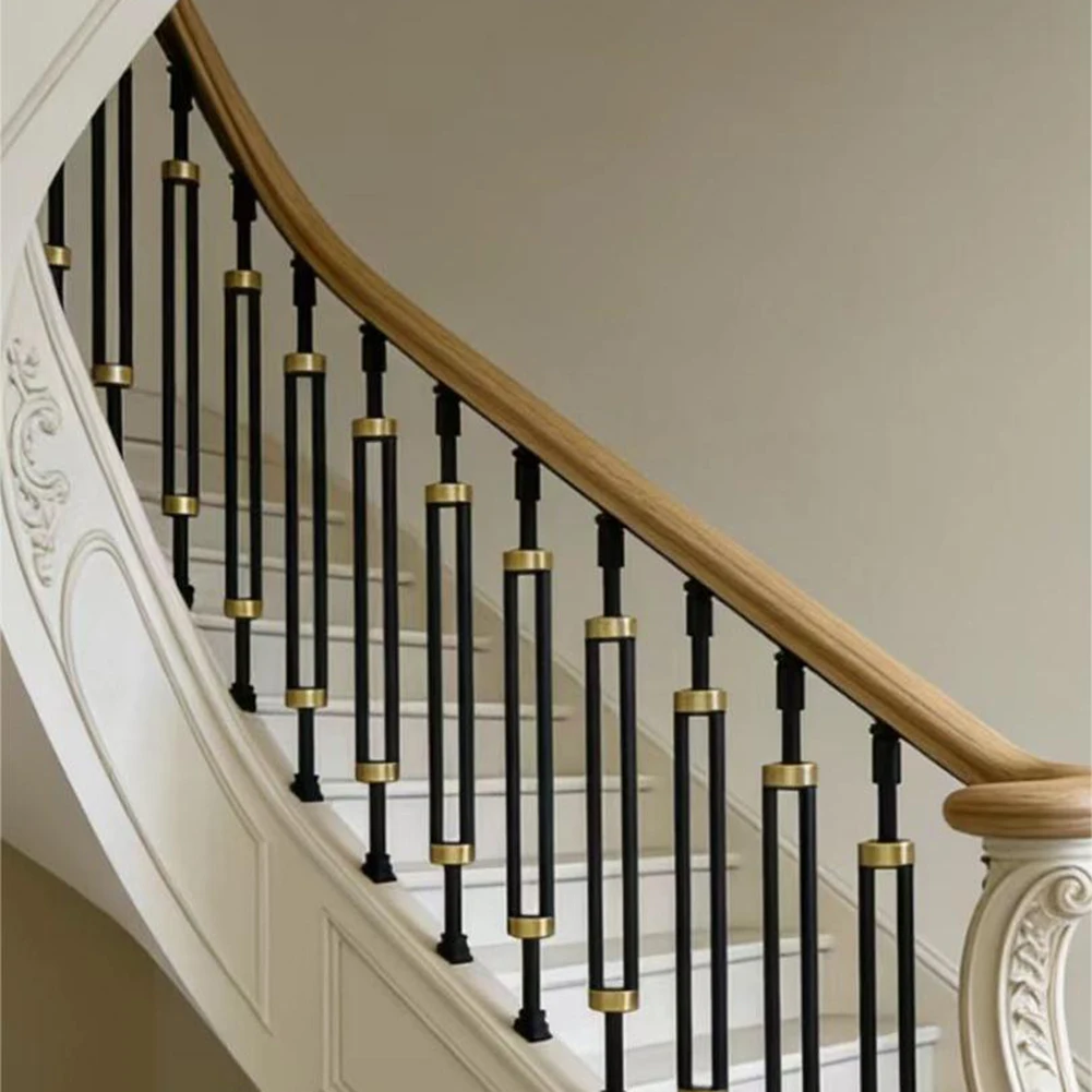 Railing System with Aluminum Alloy Adjustable Base for Indoor Spiral Staircases Offering Repeatable Setup on Non-Vertical Posts