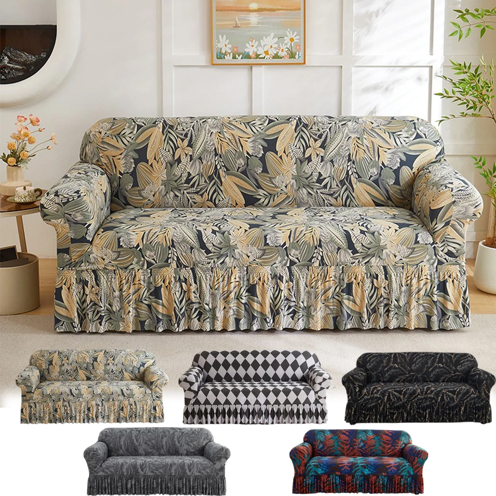 

1/2/3/4 Seater Flower Printed Elastic Sofa Covers Anti-dirt Polyester Sofa Covers Furniture Protection for Bedroom Living Room