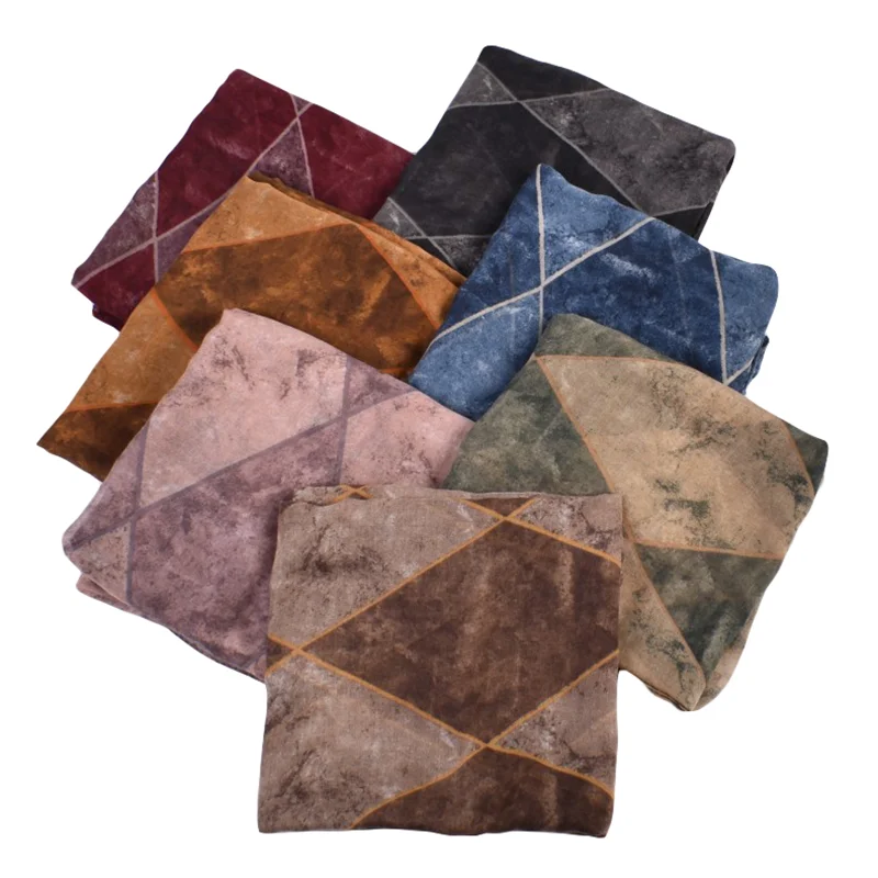 Fashion Autumn and Winter New Korean Fashion Cotton Hemp Geometric Pattern Women\'s Headband Scarf Shawl Headband Wholesale