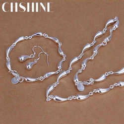 New 925 Sterling silver elegant water drop chain necklaces earrings bracelets jewelry sets for women Fashion wedding party gifts