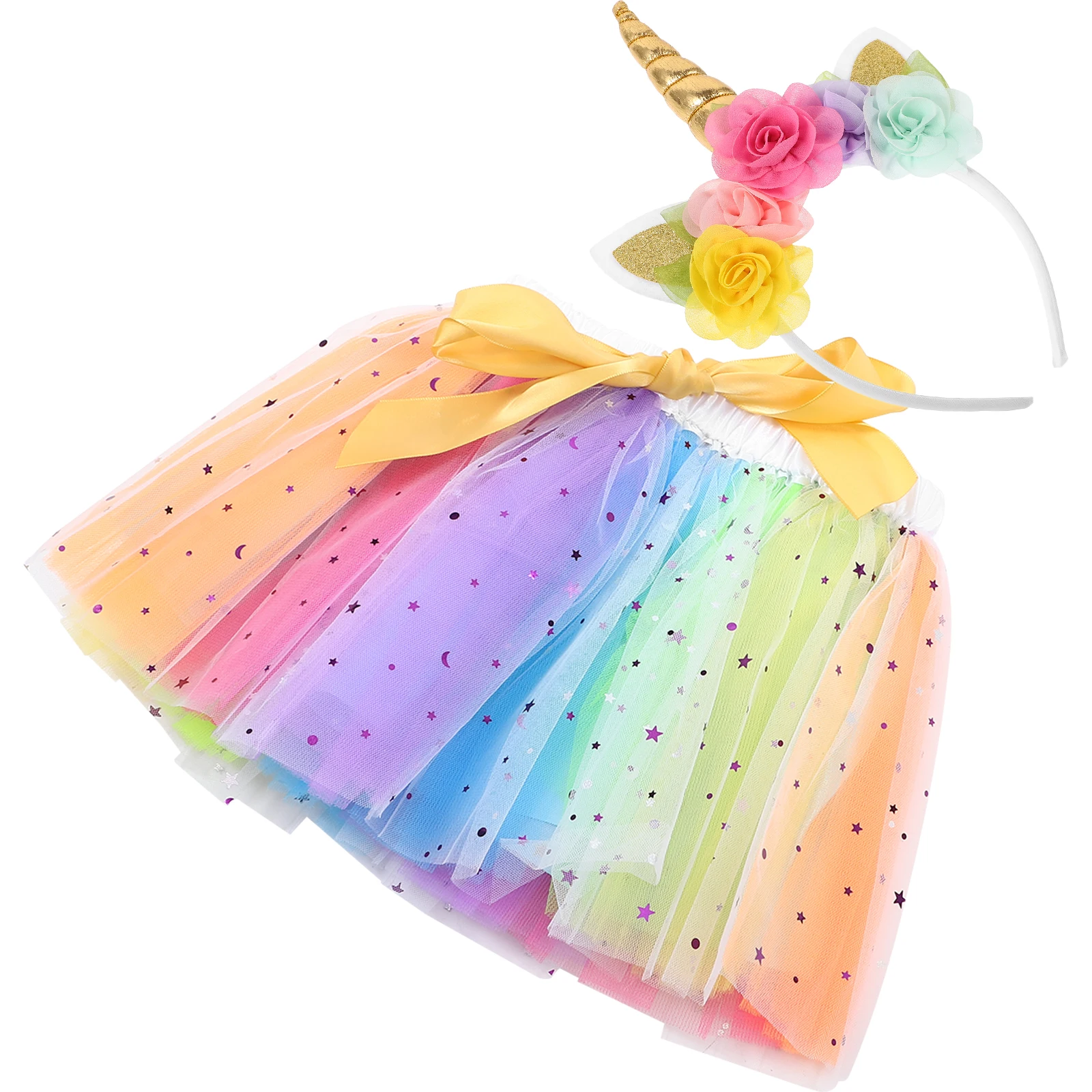 

Headband Short Skirt Suit Kids Clothes Festival Cosplay Costumes Girl Performing Dress Gauze Outfits Reusable Premium Material