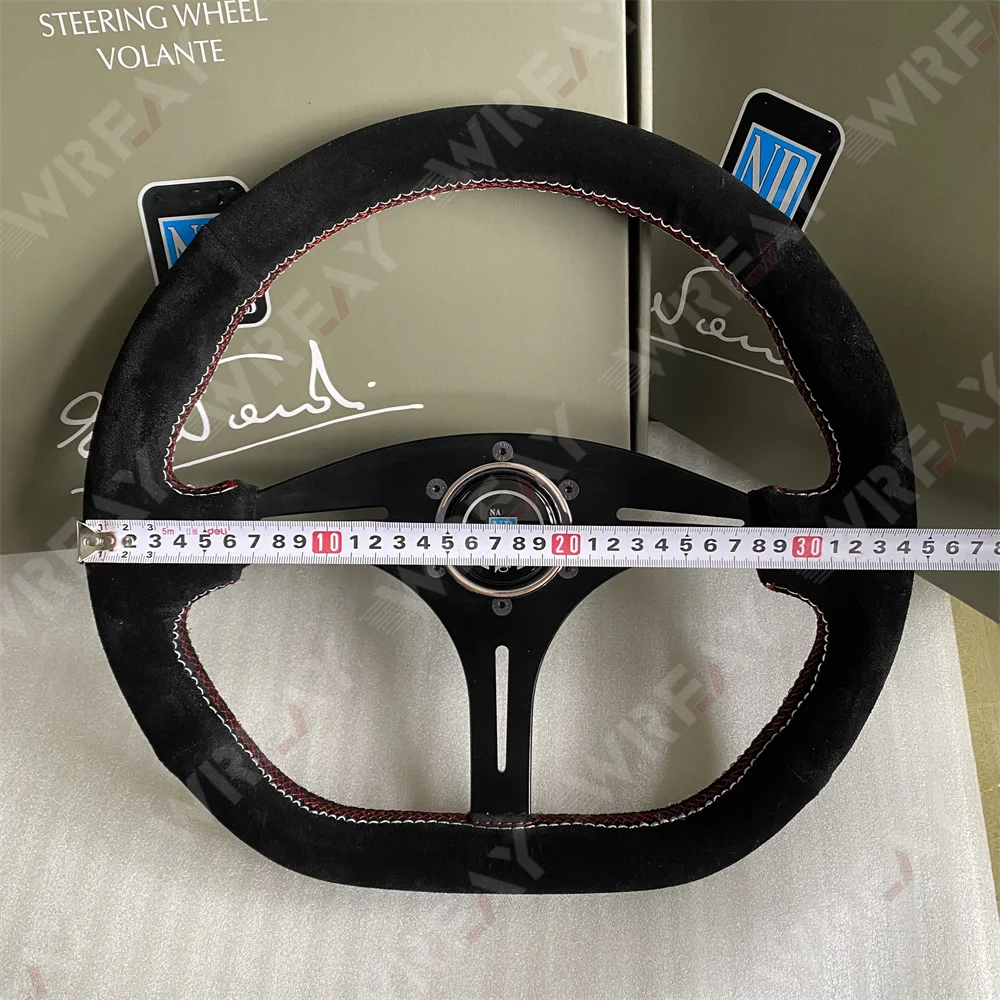 Volante en forma de D para modificación de coche, volante de carreras competitivo de 14 pulgadas, gamuza Universal de 340mm