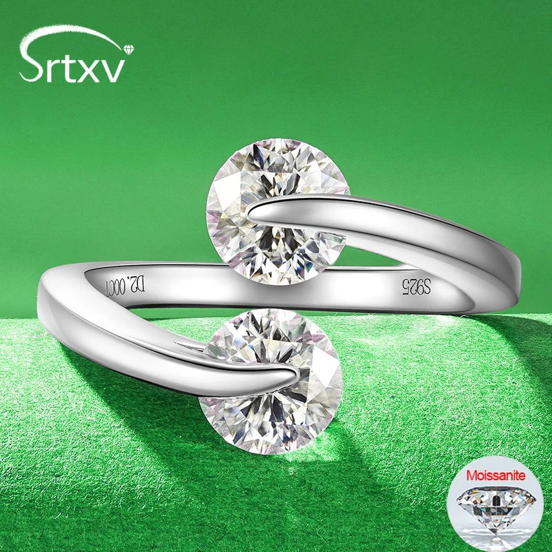 

2CTTW 6.5mm D Moissanite Wedding Rings for Women Girls S925 Sterling Silver Sparkling Lab Diamond Engagement Band Bridal Jewelry