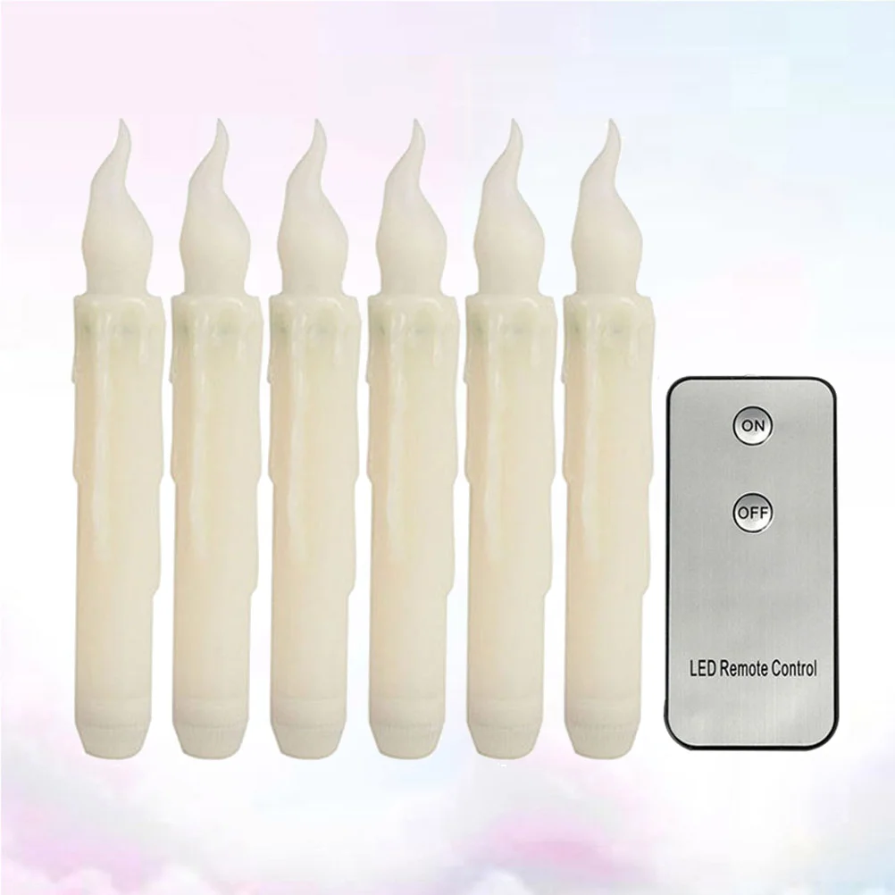 

6 Pcs Halloween Holders Tapered Candles Christmas Window Decorative LED Lights