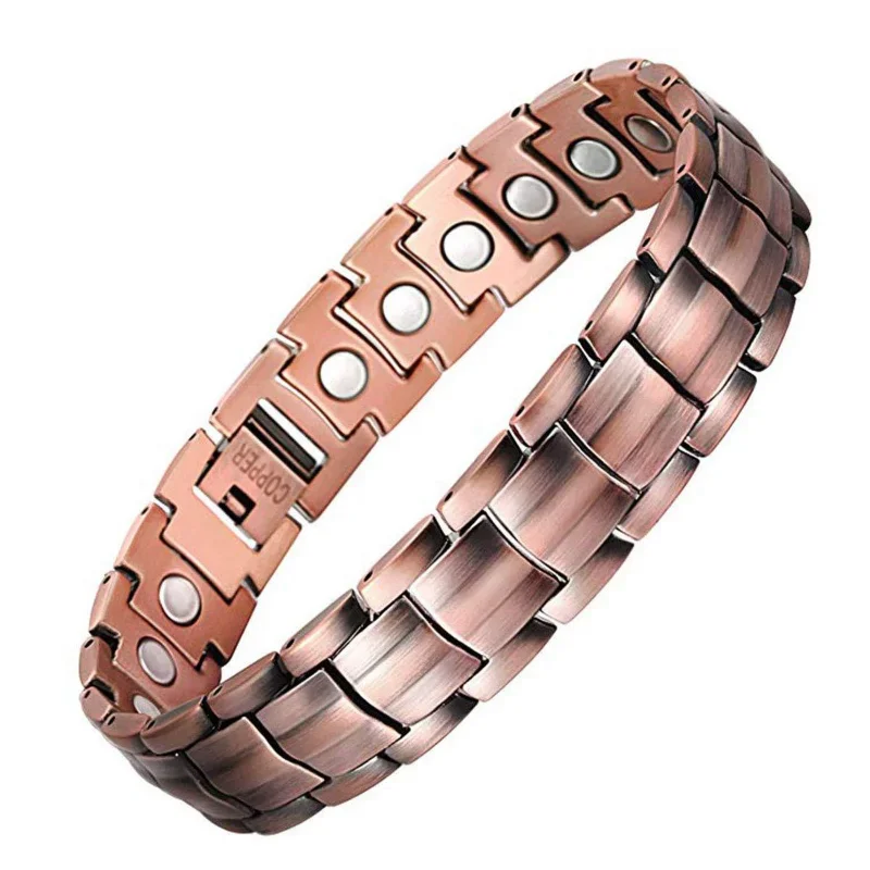 Men Women\'s Copper Color Bracelet Health Energy Germanium Magnetic Bracelet Retro Holographic Chain Bracelet Women\'s Arthritis