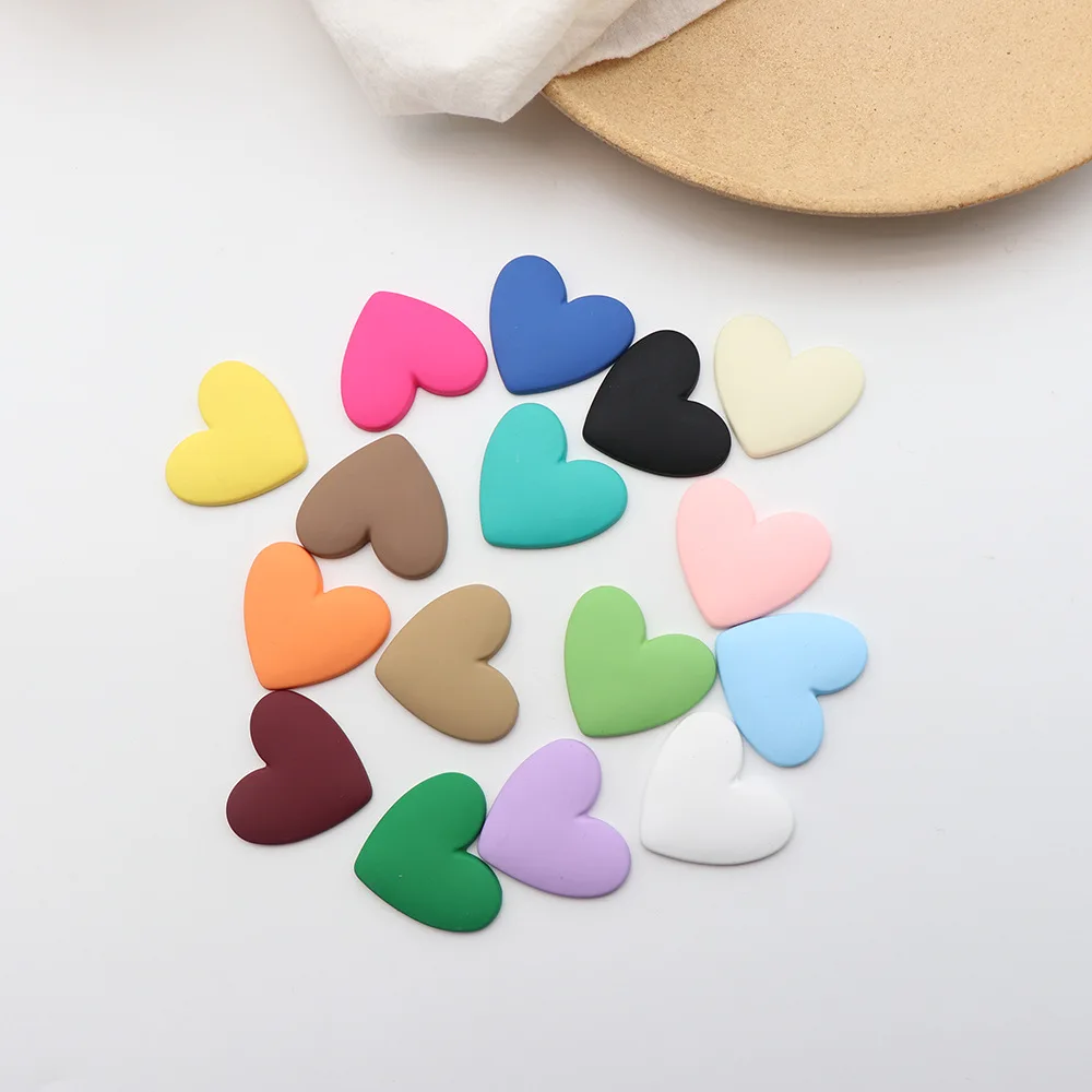 10 PCS 37x35mm Resin Heart Earring Hair Accessories For Jewelry Making DIY Phone Refrigerator Crafts Applique