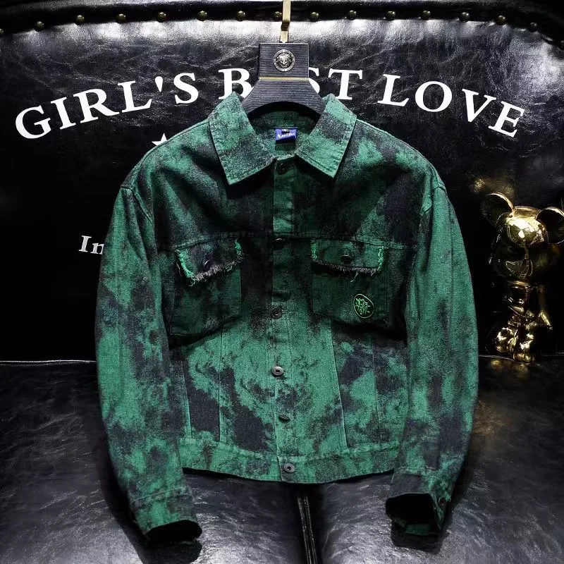 

Осень и весна, новая модная тенденция, американская винтажная рабочая одежда, джинсовая куртка, мужская повседневная свободная спортивная верхняя одежда высокого качества