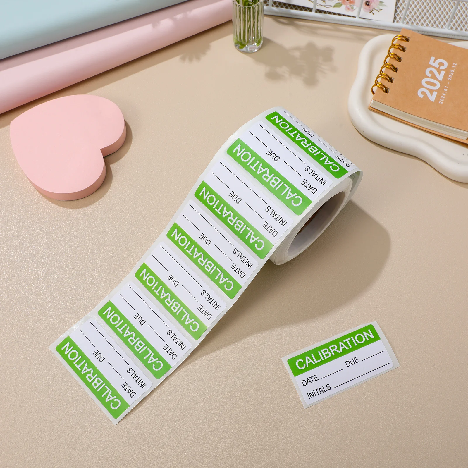 Self-Adhesive Calibration Labels Smooth Writable Surface Bright Clear Print For Quality Control Use Green Sticker