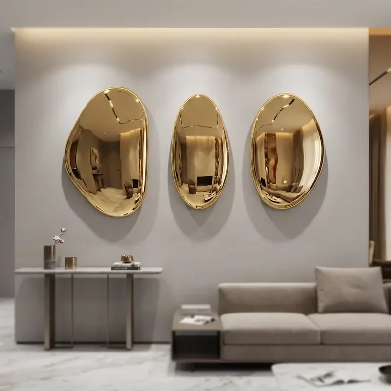 Modern Gold Plated Stainless Steel Wall Art Pendant Luxury Metal Craft Decor for Living Room Bedroom Office Interior Design