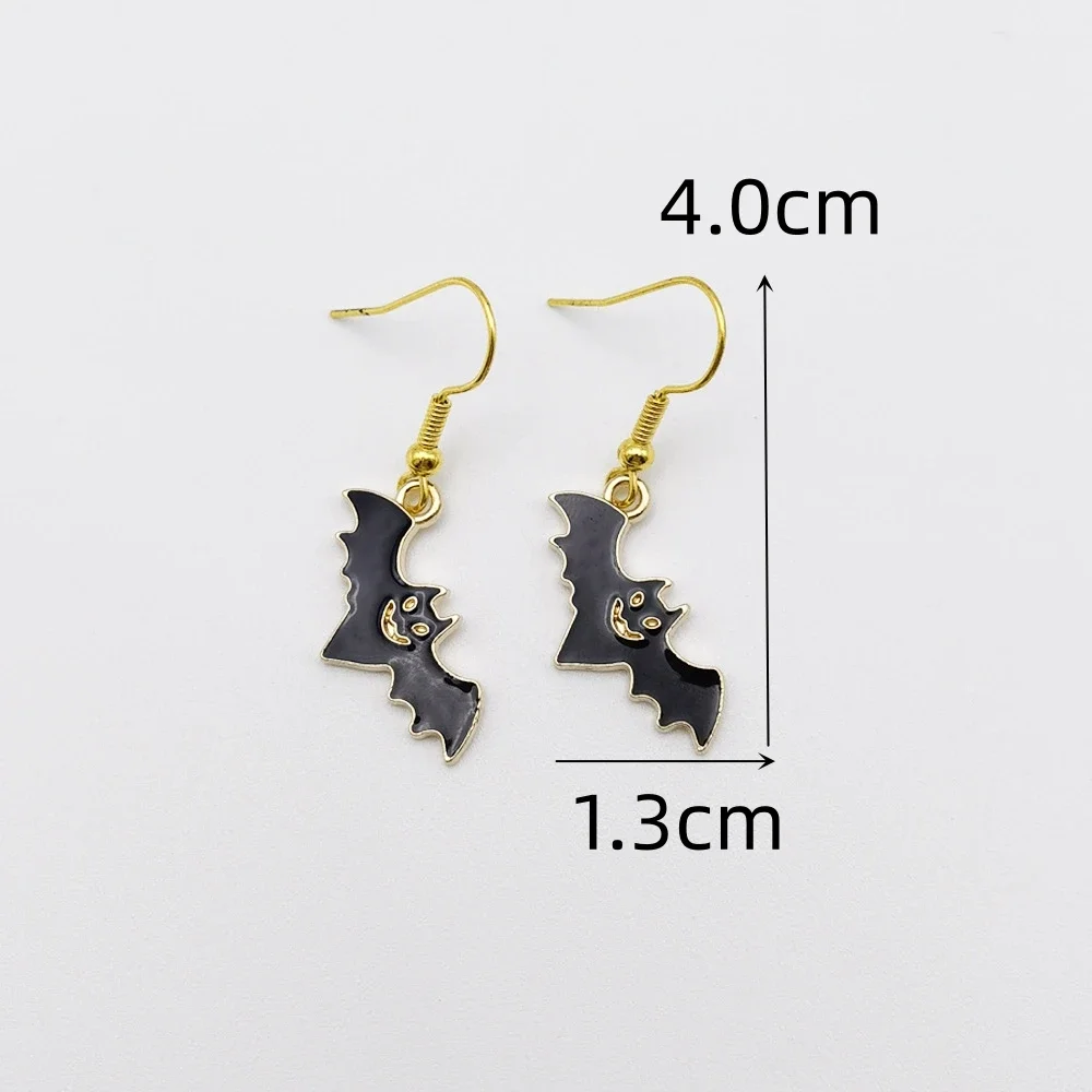 Halloween Little Ghosts Enamel Black Bats Pendant Earring for Women Cute Terrifying Quirky Funny Christmas Jewelry Gift