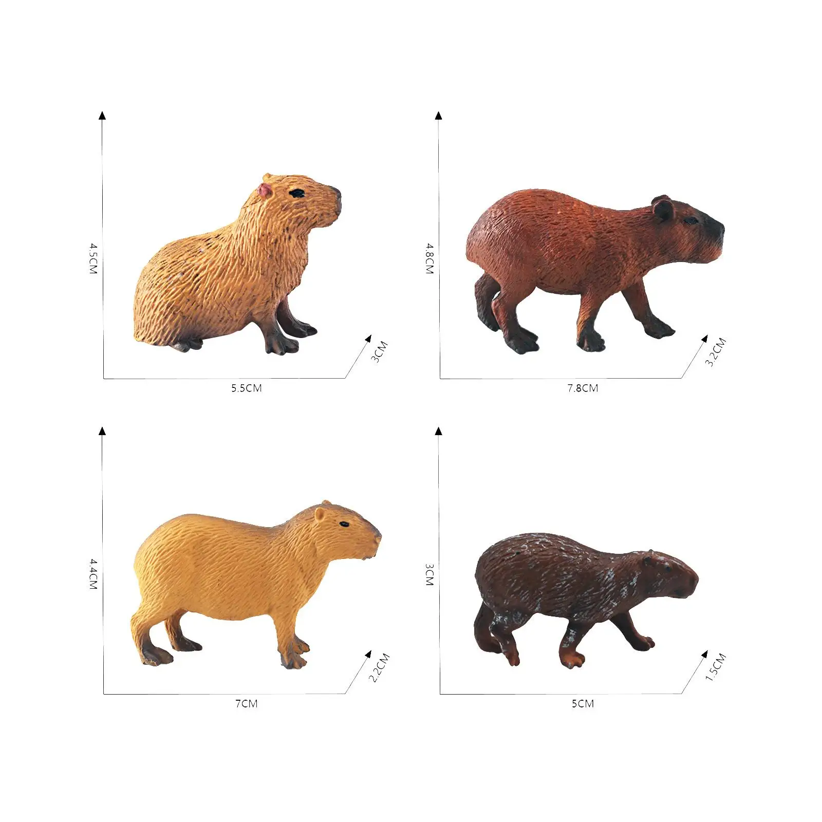 2xMini Capybaras Figuur Creatief Capybara Standbeeld voor Jongens Meisjes Verjaardagscadeaus