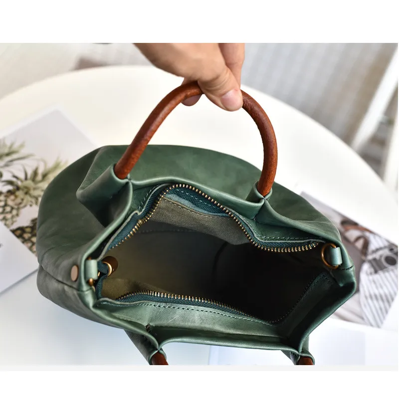 Vintage fashion genuine leather women's small handbags casual designer luxury real cowhide female cute shoulder crossbody bags