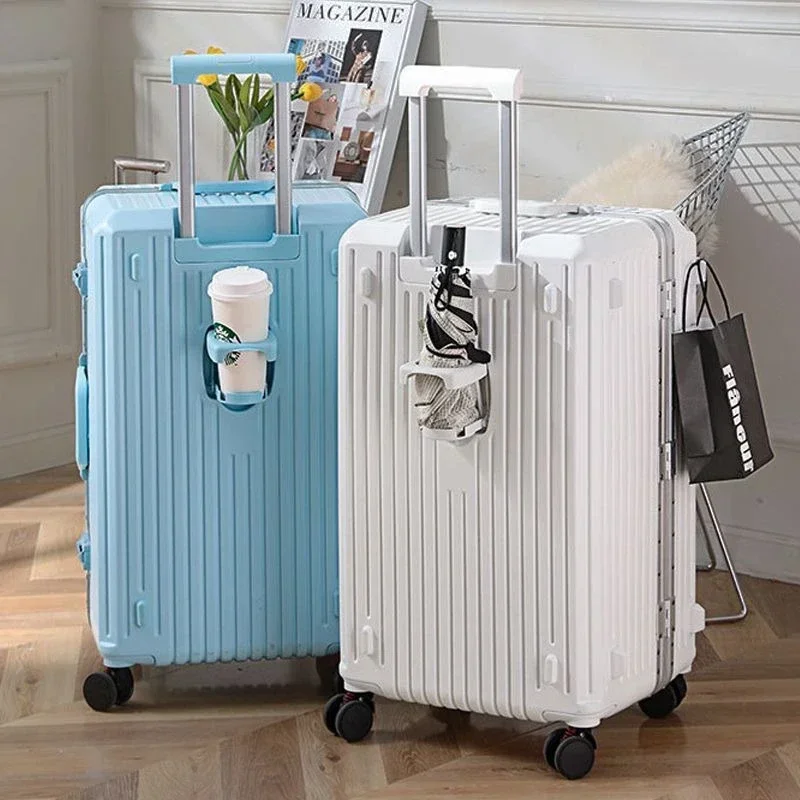 

24/26/28/30/32 " Travel Luggage Aluminum Frame Suitcase Pull Rod Case Large Capacity with Cup Holder Travel Case Combination Box