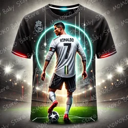 New Summer Children Football Jerseys Fashion Footall Star Ronaldo Print Jersey Kids Adults Casual Sports Tees Outdoor Sportswear