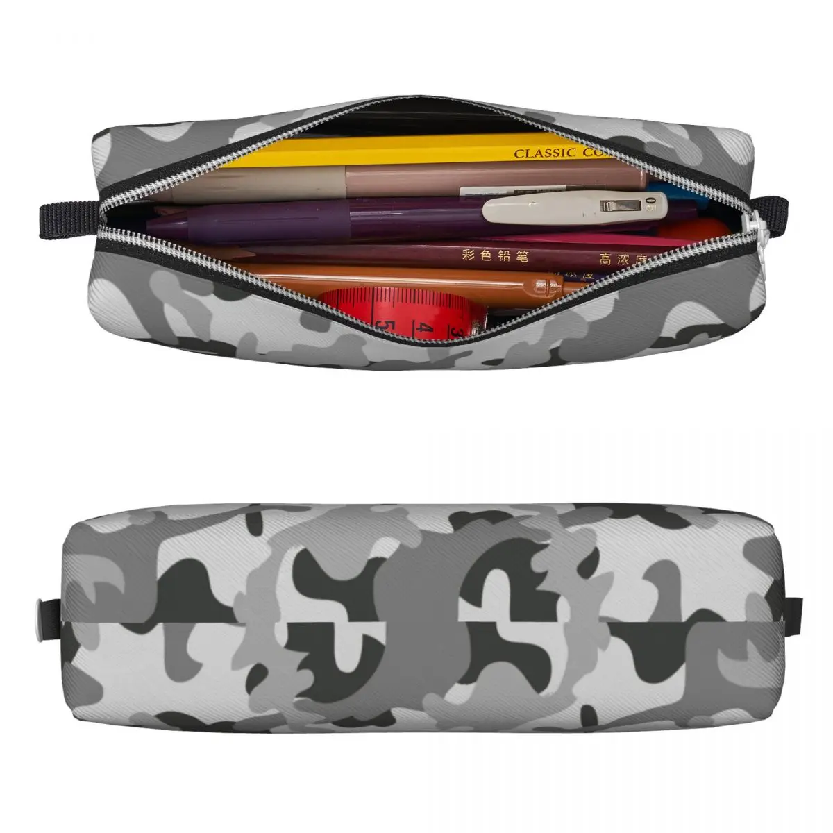 Camouflage Military Grey Pattern Pencil Case Army Camo Pen Bags Girl Boy Large Storage School Supplies Cosmetic Pencilcases