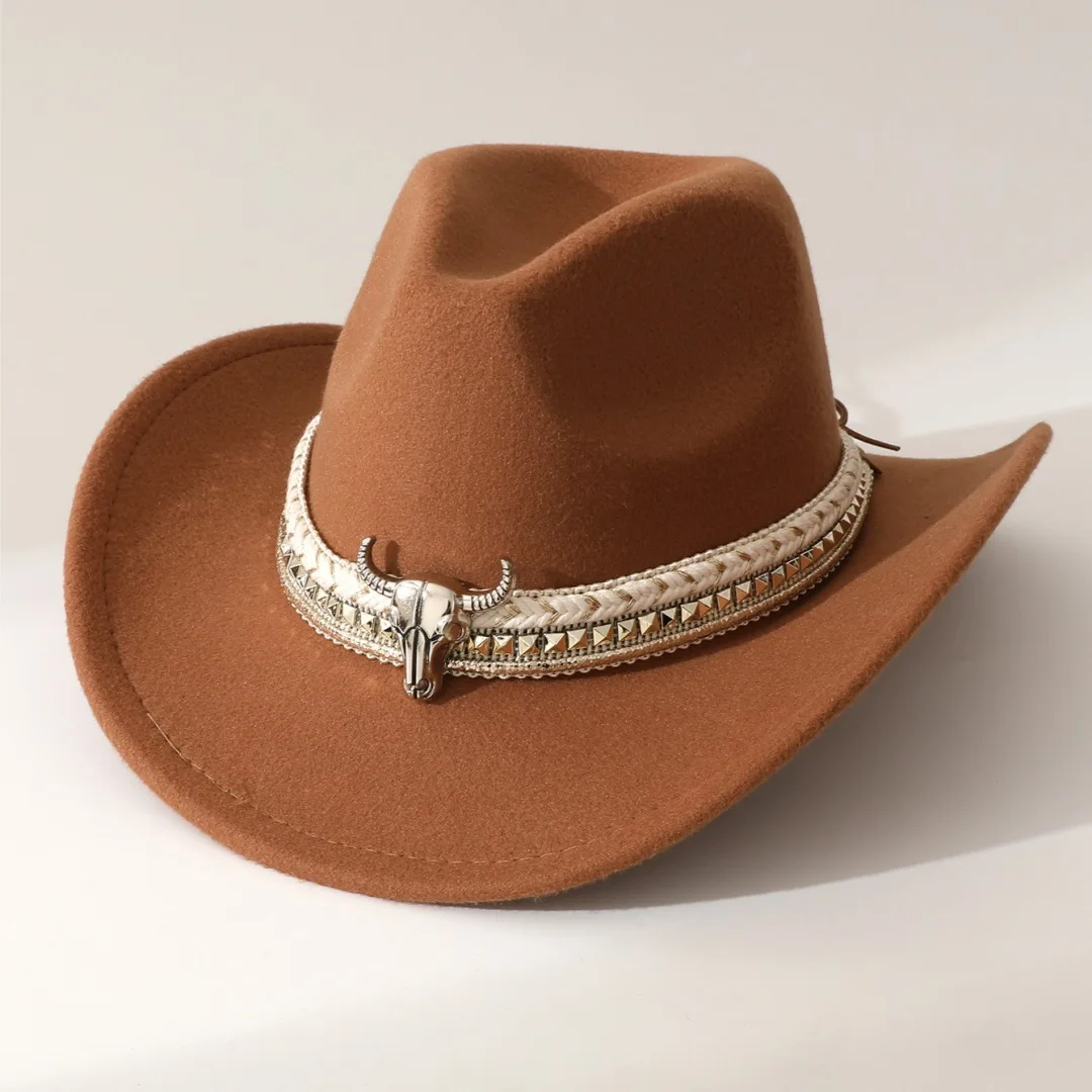 Neue herzförmige Cowboy-Kopf-Accessoires, Cowboy-Hut, Filzhut, neuer Outdoor-Hut für Herren und Damen, Ritterhut – Detail 11