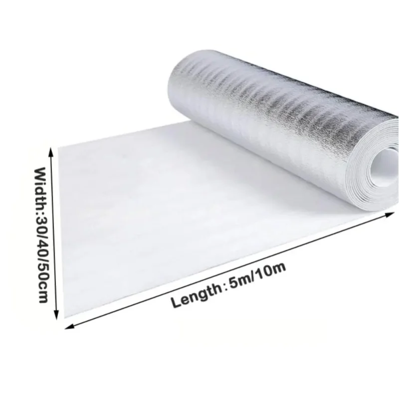 5m/10m Wandisolierungsfolie Aluminiumfolie Sonnenschutz Reflektierende Folie Verdickte Wasserdichte Wandschutzmatte