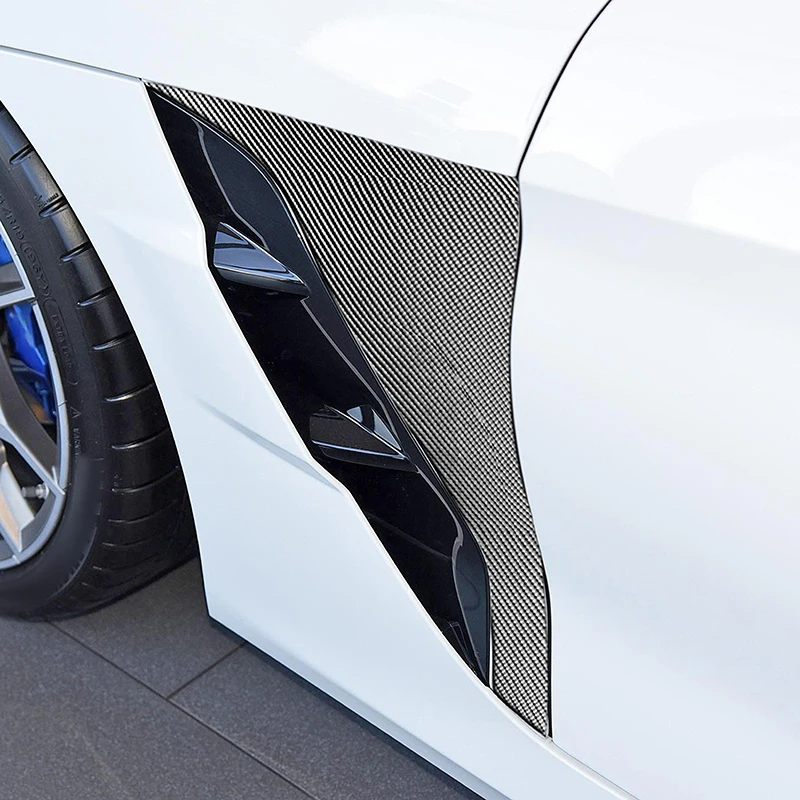 Carbon Fiber Decals Car Front Door Side Fender Cover Decoration Stickers Trim For BMW Z4 G28 2019-2022 Exterior Accessories