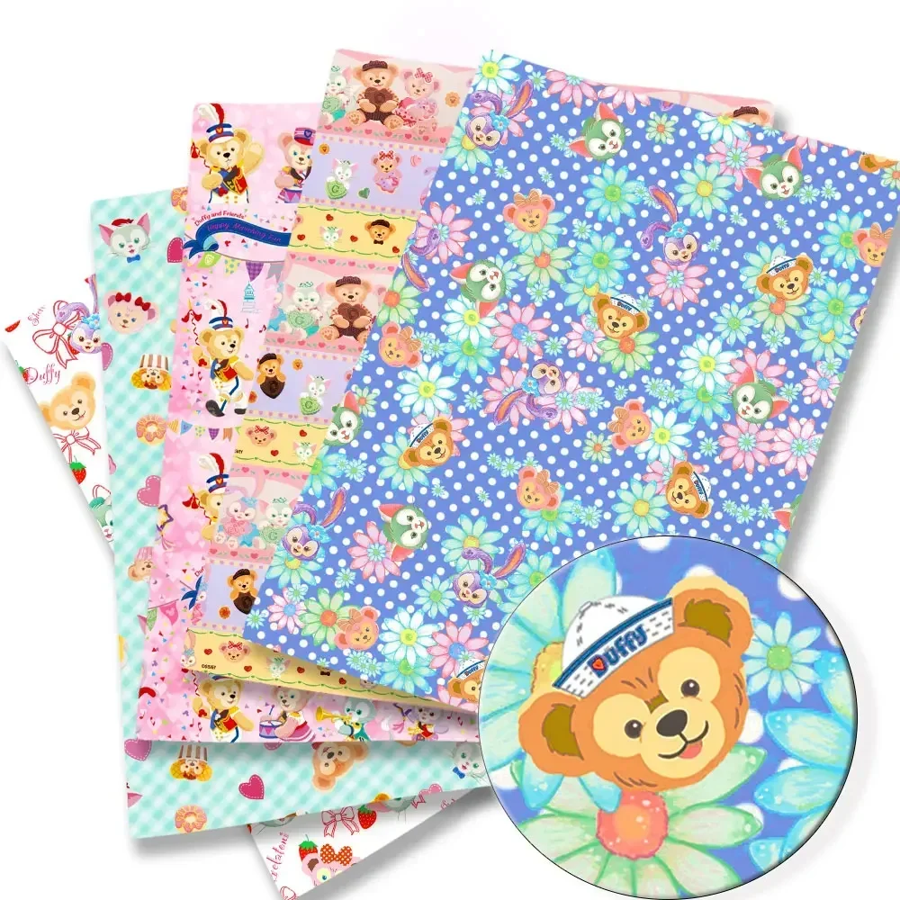 Disney duffy and friends Cartoon Fabric Hot Handmade Sewing Patchwork Quilting Baby Dress Home Sheet Printed Fabric Kids Fabric