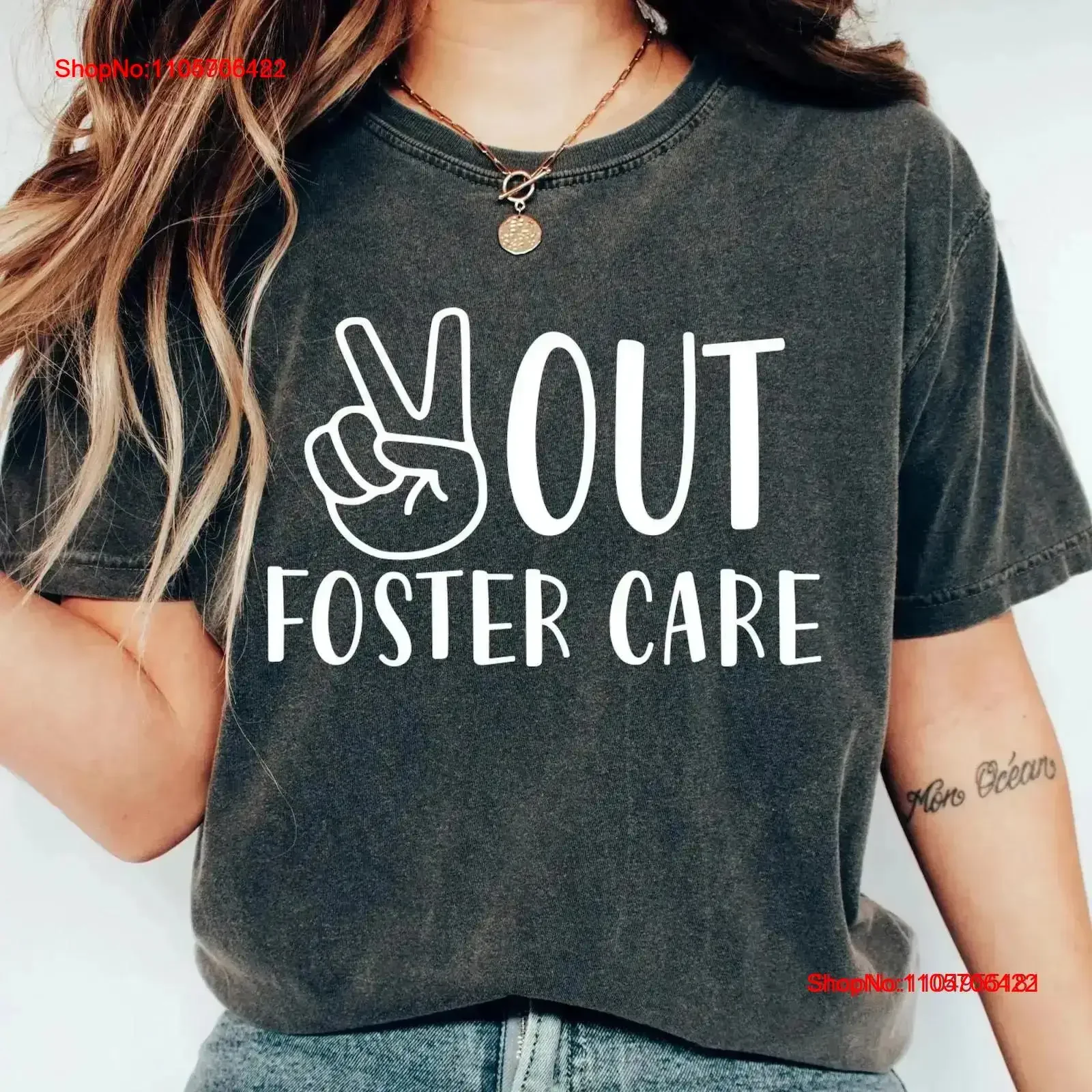 Peace Out Foster Care T Shirt Adoption Day Kids For Family Adoptive Parents Gotcha vintage Washed streetwear Casual Soft