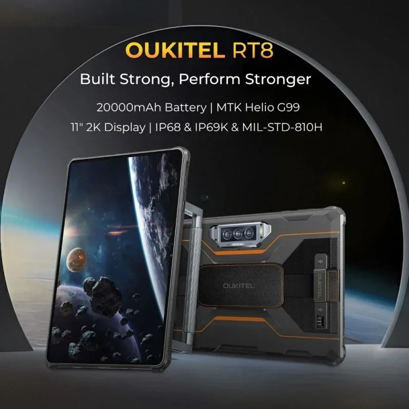 New Arrival 20000mAh Tab OUKITEL RT8 4G Network IP68/IP69K Rugged Tablet 6GB+256GB 11 inch Android 13 Support Dual SIM